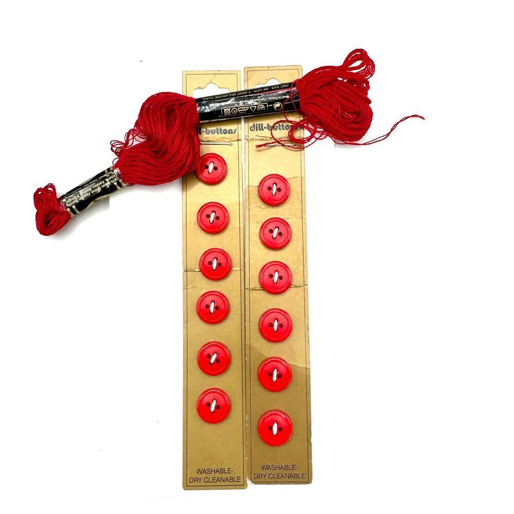 Viintage Jill  Red Buttons and String